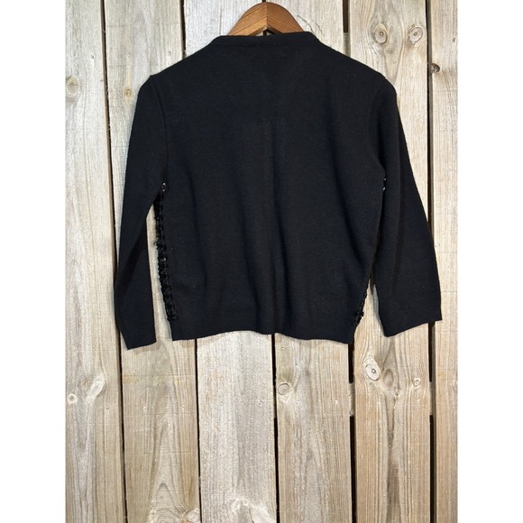 Vintage‎ 60s Black Sequin Cropped Party Cardigan - Picture 4 of 4